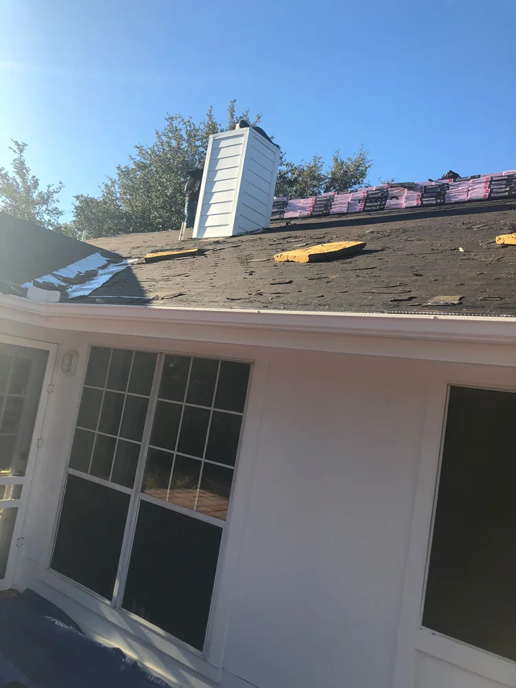 old roof stripped off